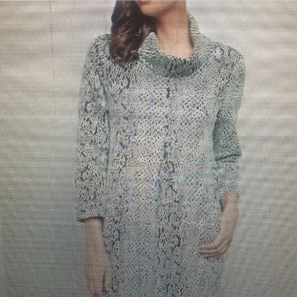 Tyler Boe Kim Knit Cowl Neck Abstract Snake Print Tunic Dress - Picture 3 of 11